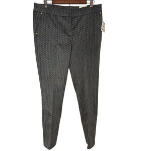 Anne Klein Womens Charcoal White Pindot Slim Ankle Pants Sz 12 NWT 10732536-7E0